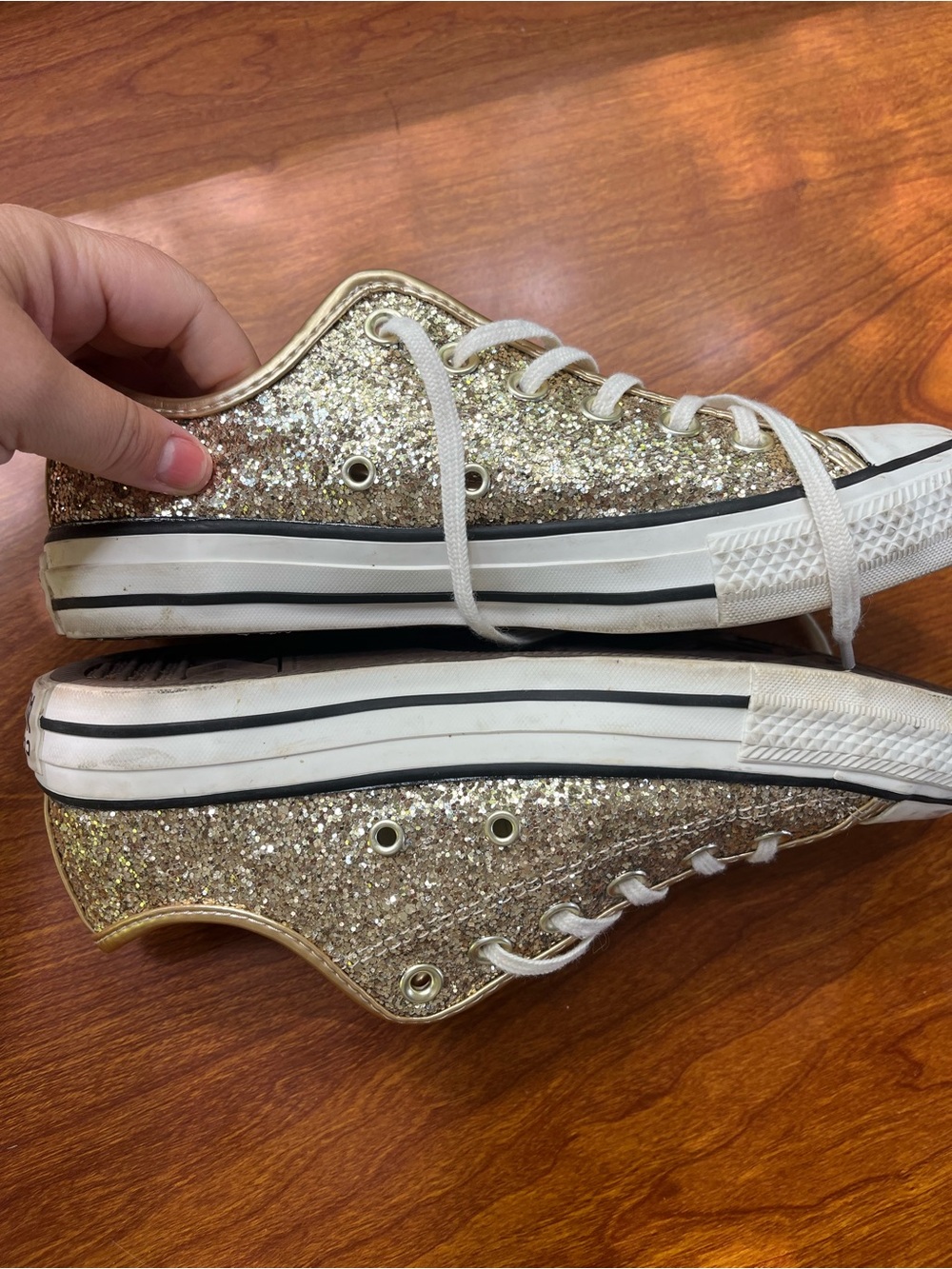 Authentic Gold Converse Low Top Sneakers - Picture 3 of 3